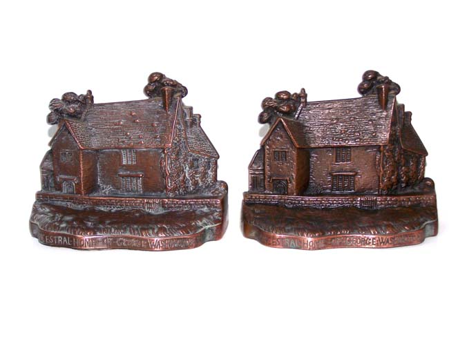 A rare pair of Antique Bookends circa 1922 depicting the Ancestral Home of George Washington — image 3